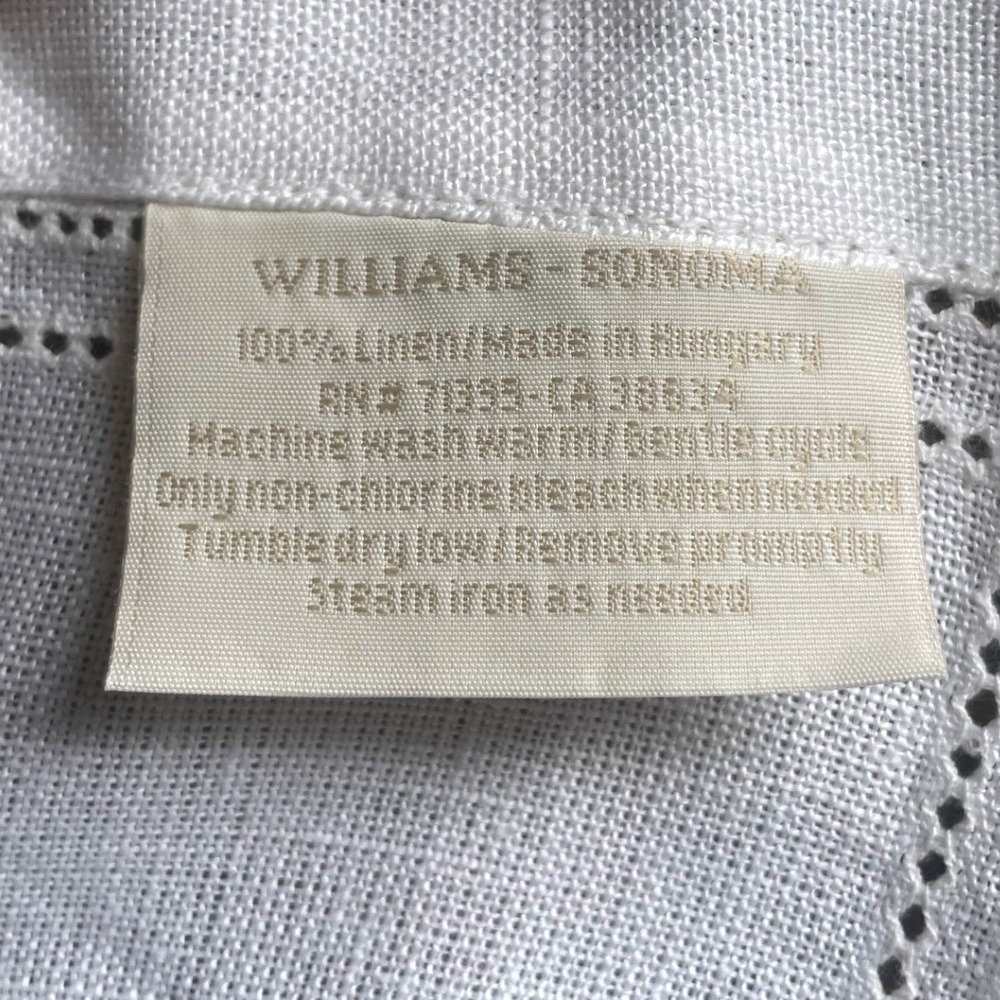 Williams-Sonoma White 100% Linen Hemstitch Tablecloth 72 x 144 XL Holiday Formal